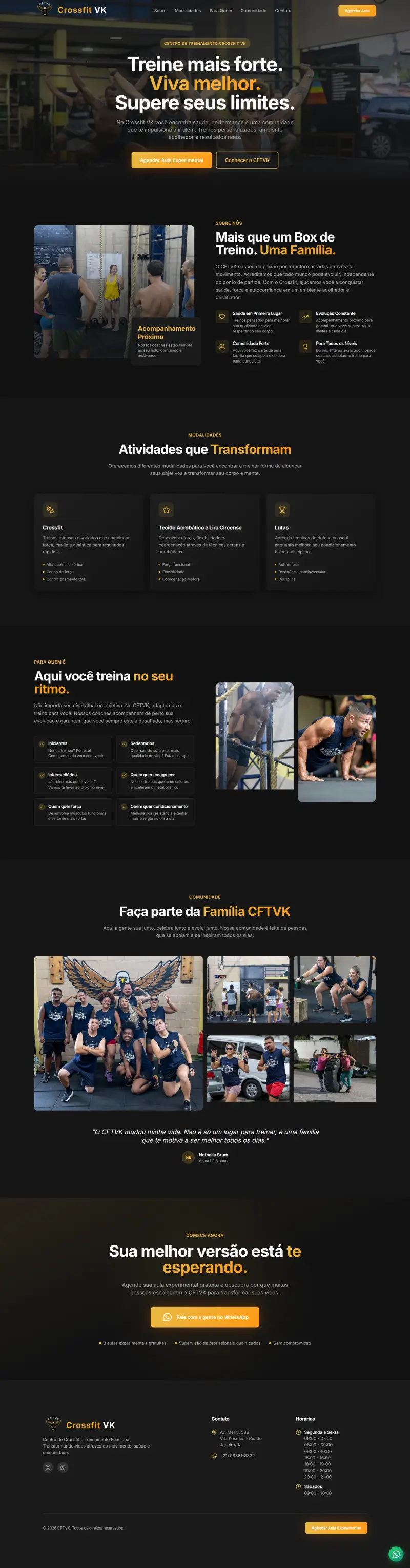 Site profissional para academia de CrossFit criado pela Impulso Digital — criação de site para academia no Rio de Janeiro